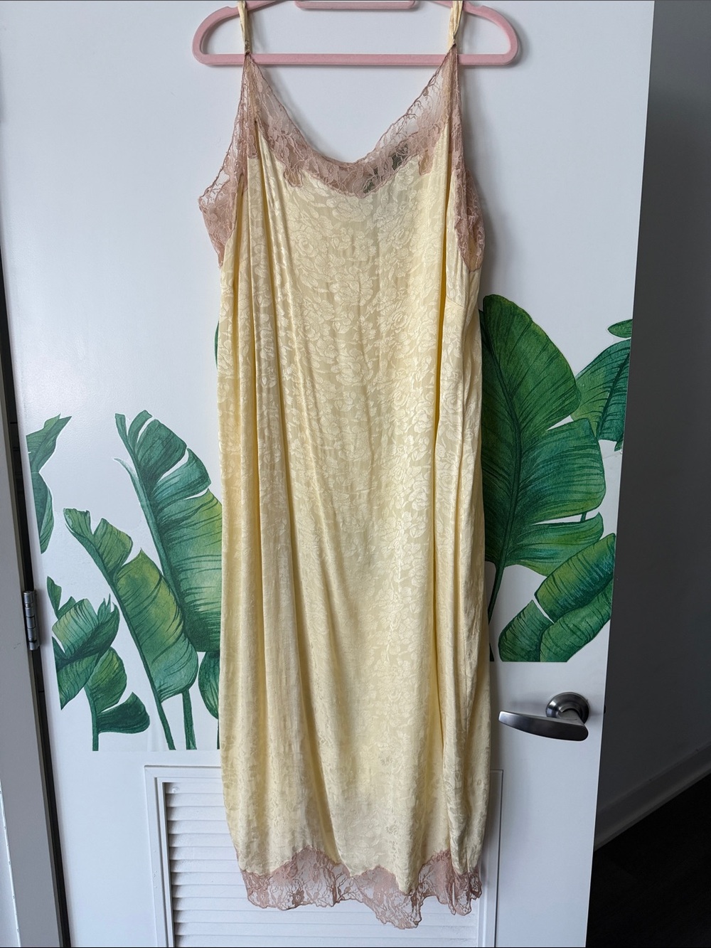 Plus size asos Silky Yellow Lace-Trim Slip Dress